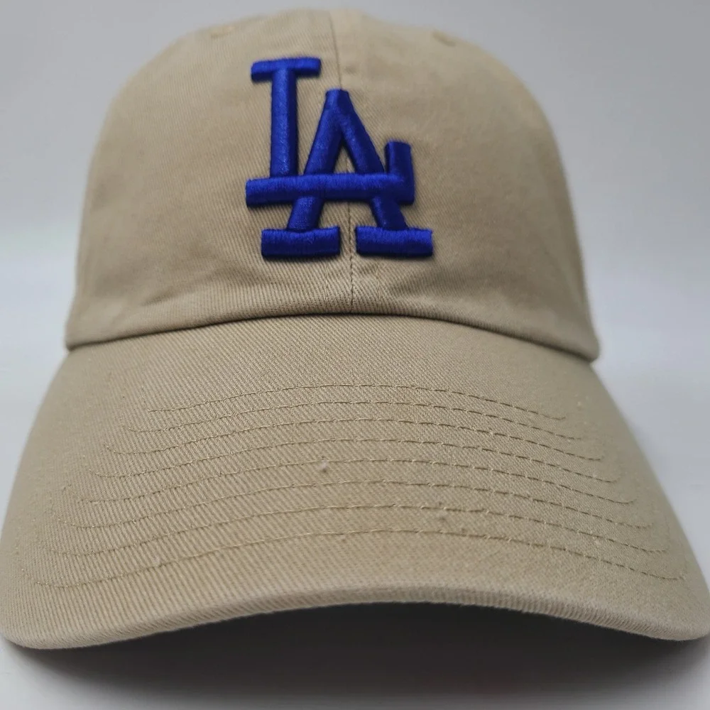 Los Angeles Dodgers Hat Strapback 47 Brand Clean Up‎ Beige Blue MLB Baseball Men